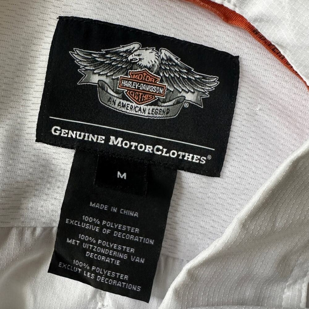HARLEY DAVIDSON men's white genuine motorcycle biker rider shirt SIZE MEDIUM - Picture 7 of 12